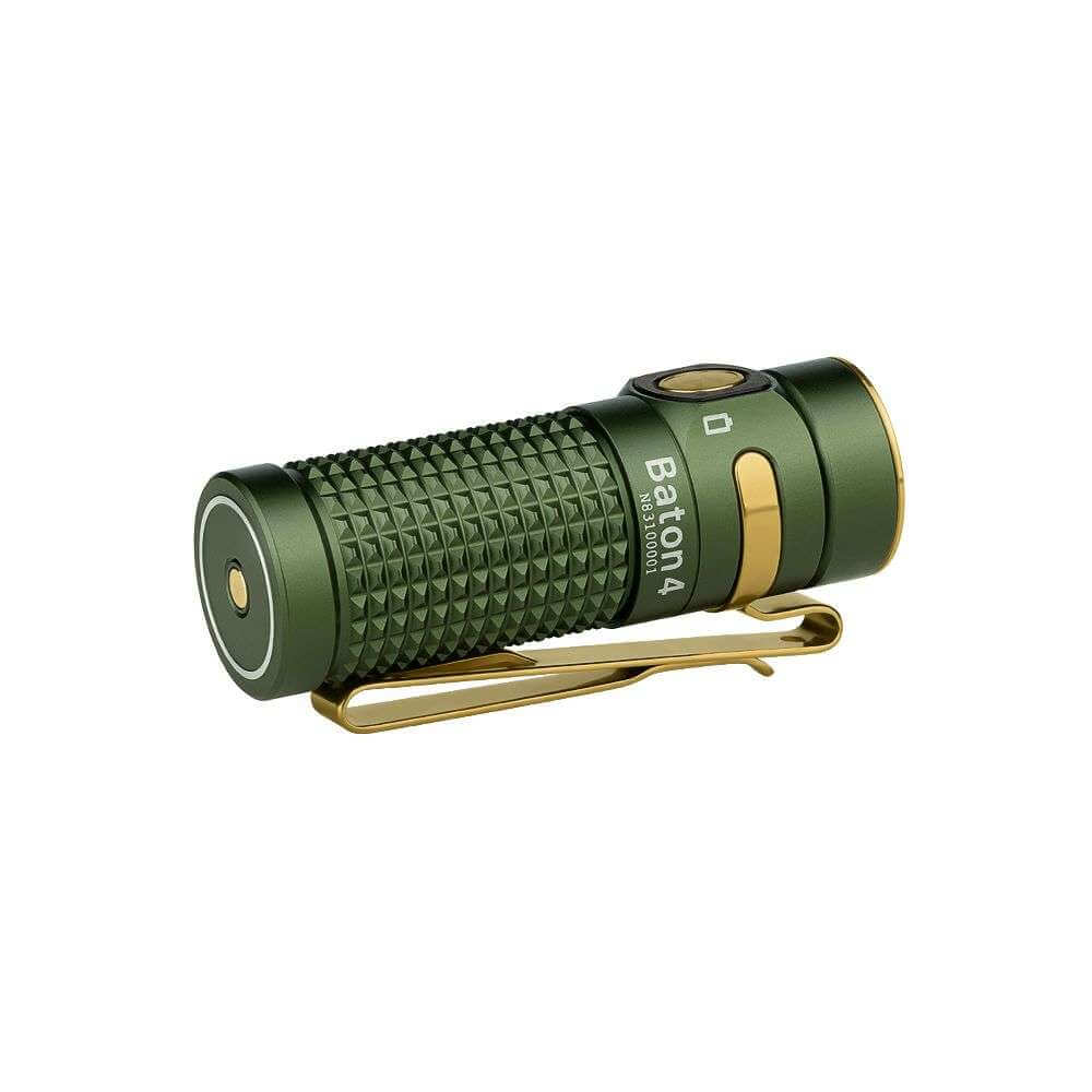 Olight Baton 4 ultra-compact EDC flashlight in aluminum alloy with magnetic charging cable — view 3