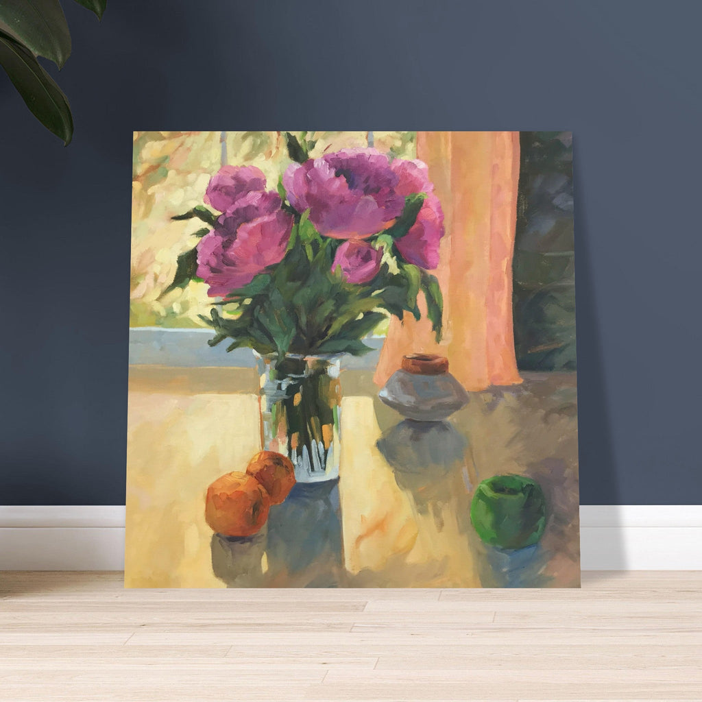 'Blooming Flowers and Fresh Fruit' Floral Still Life I 16x16 Museum-Quality Matte Paper Poster | Original Artwork by American Artist Barbara Cleary-3