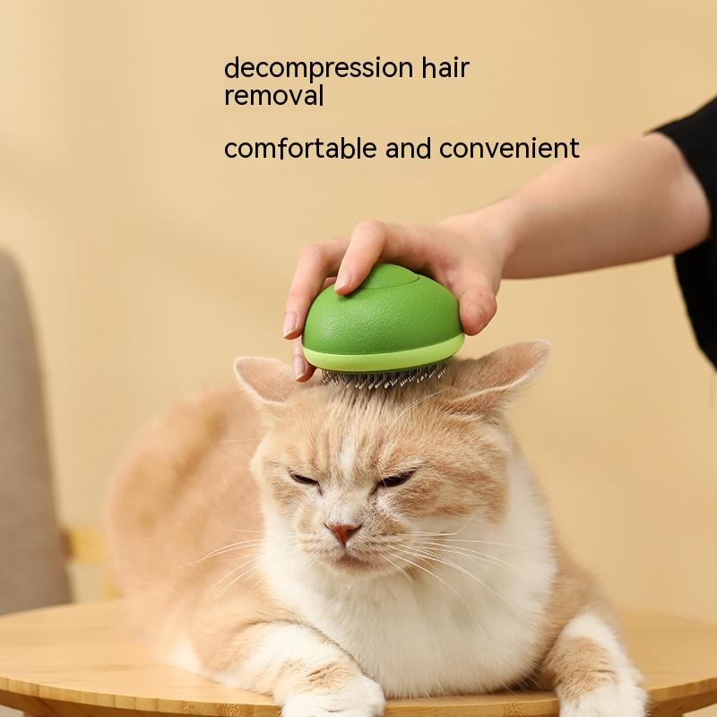 Avocado shaped green pet grooming brush with stainless steel bristles for cats and dogs — view 2