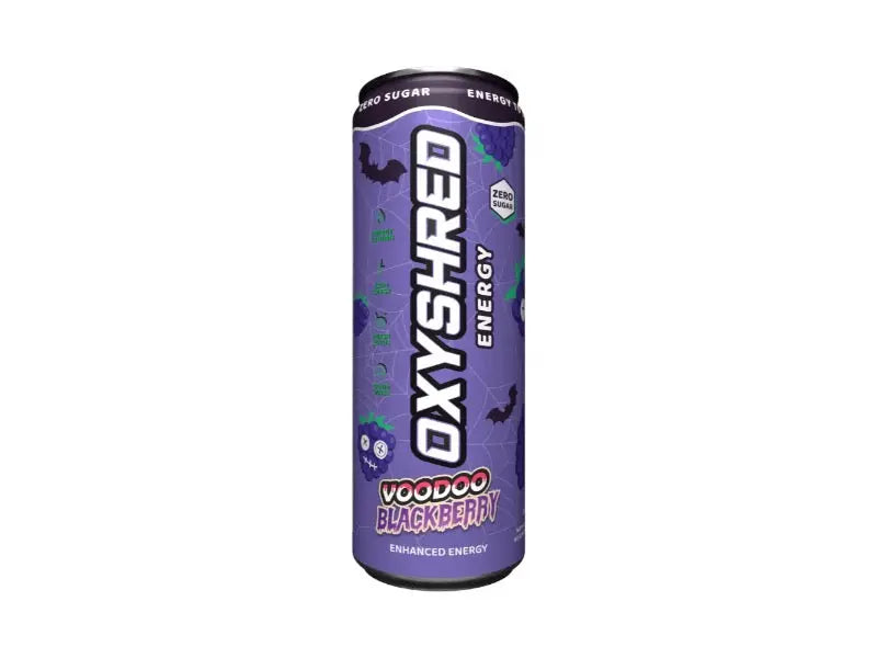 EHP Oxyshred RTD carbonated energy drink can showcasing vibrant colors and thermogenic pre-workout benefits — view 5