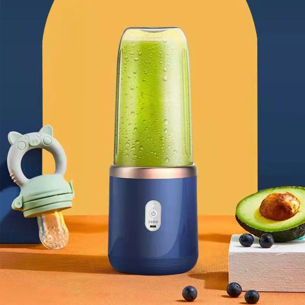 Portable electric juice blender with glass cup body and six stainless steel blades. — view 2