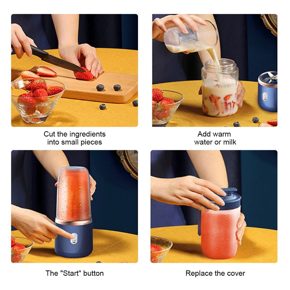 Portable electric juice blender with glass cup body and six stainless steel blades. — view 4