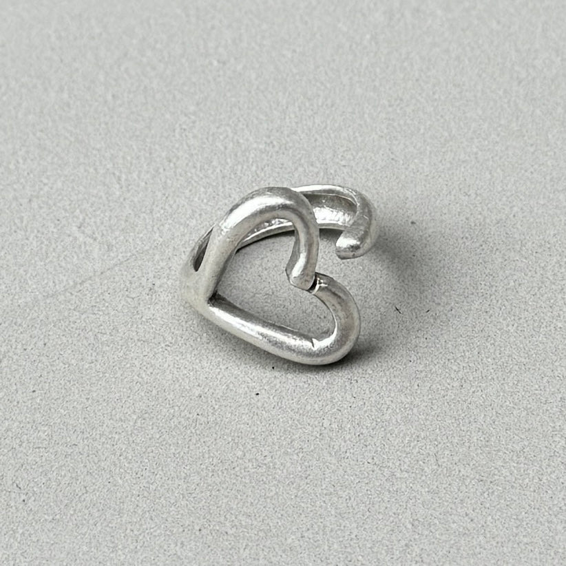 Open Heart Minimalist Silver Ring-0
