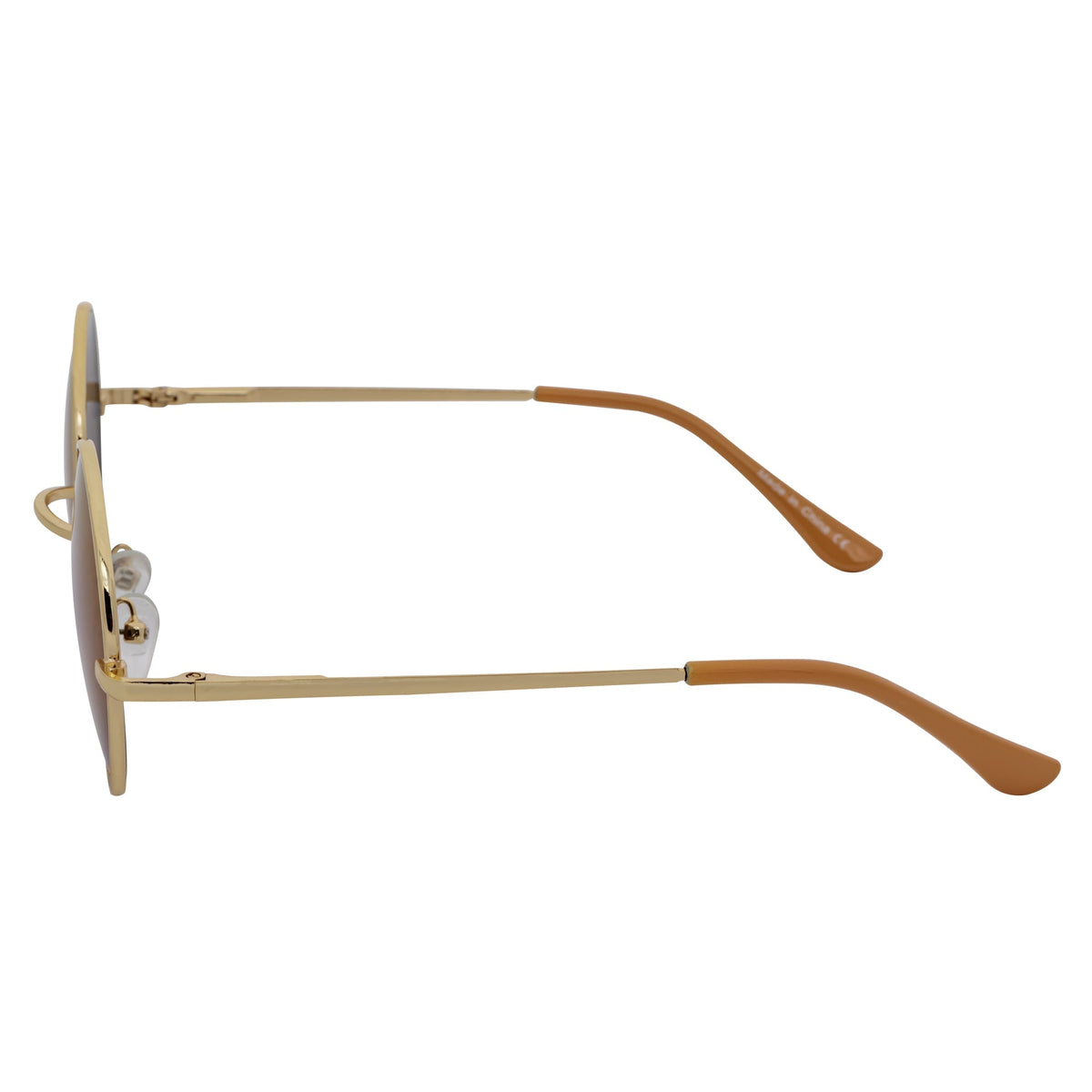 ELTON - Small Metal Circle Round Sunglasses Gold Green Mirror-3