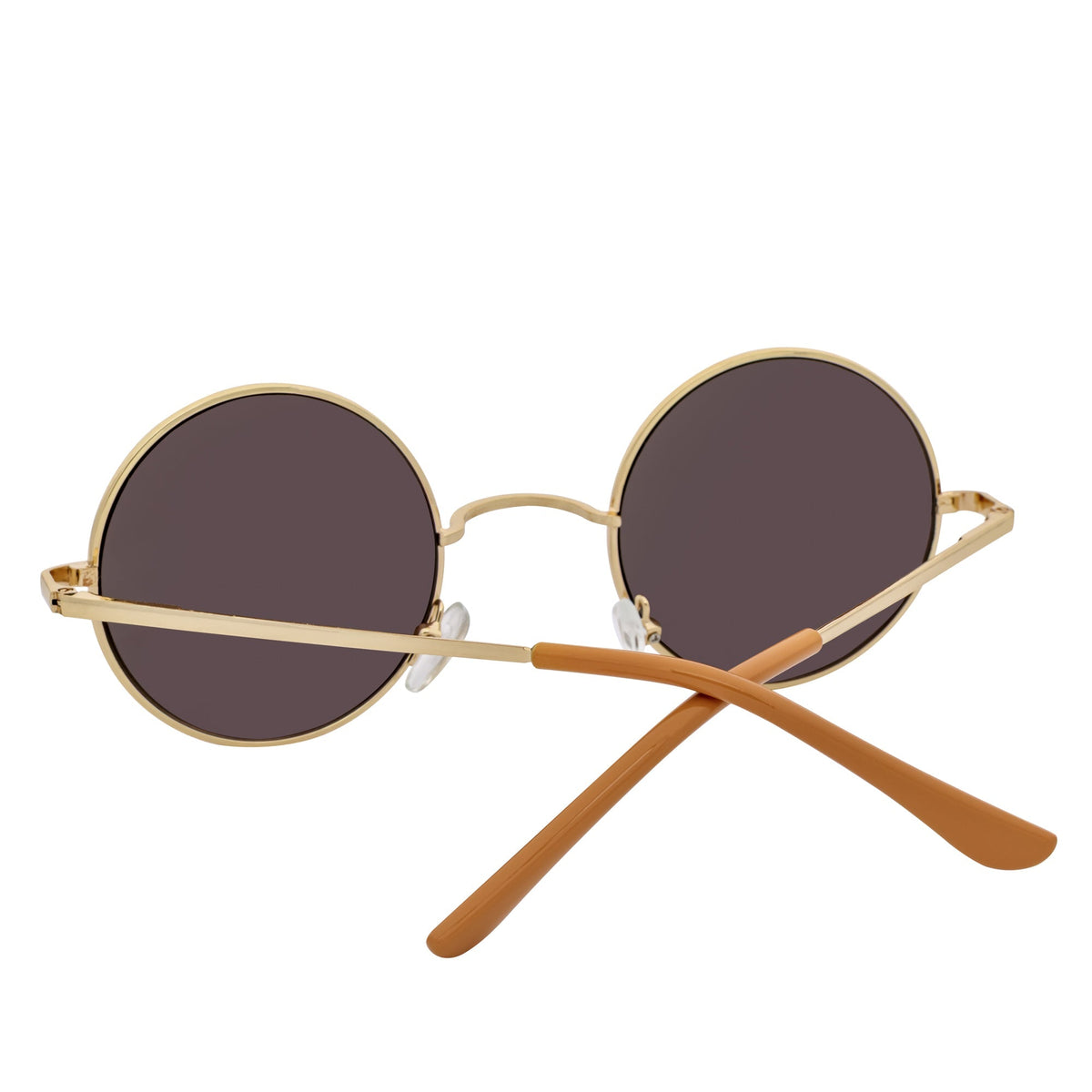 ELTON - Small Metal Circle Round Sunglasses Gold Green Mirror-4