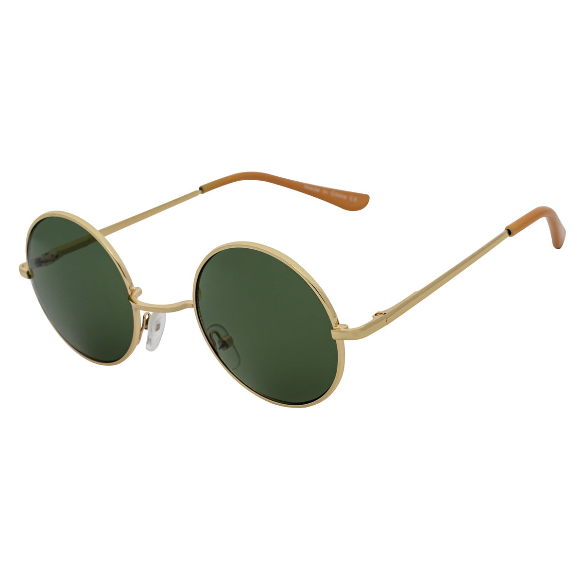 ELTON - Small Metal Circle Round Sunglasses Gold Green-1