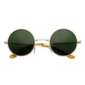 ELTON - Small Metal Circle Round Sunglasses Gold Green-0