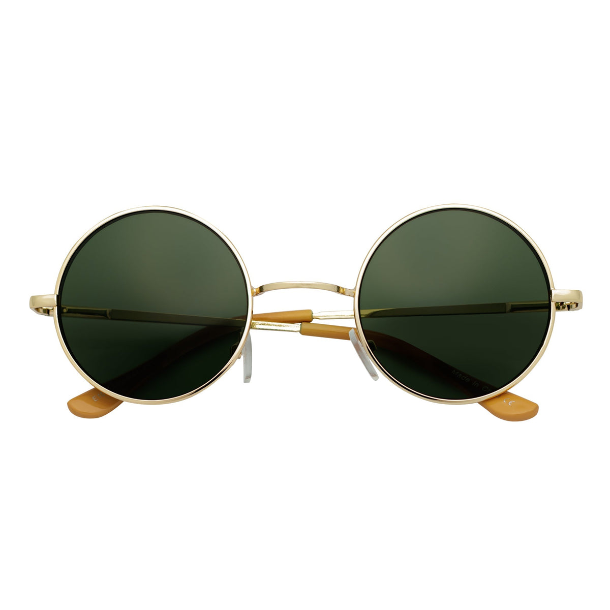 ELTON - Small Metal Circle Round Sunglasses Gold Green-0