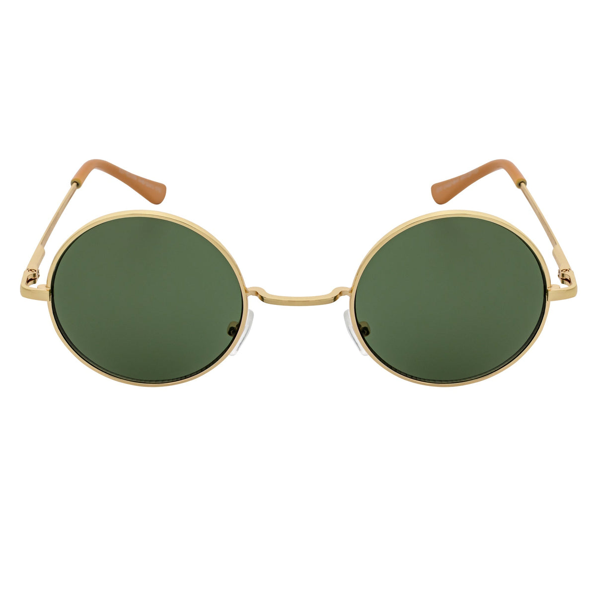 ELTON - Small Metal Circle Round Sunglasses Gold Green-2