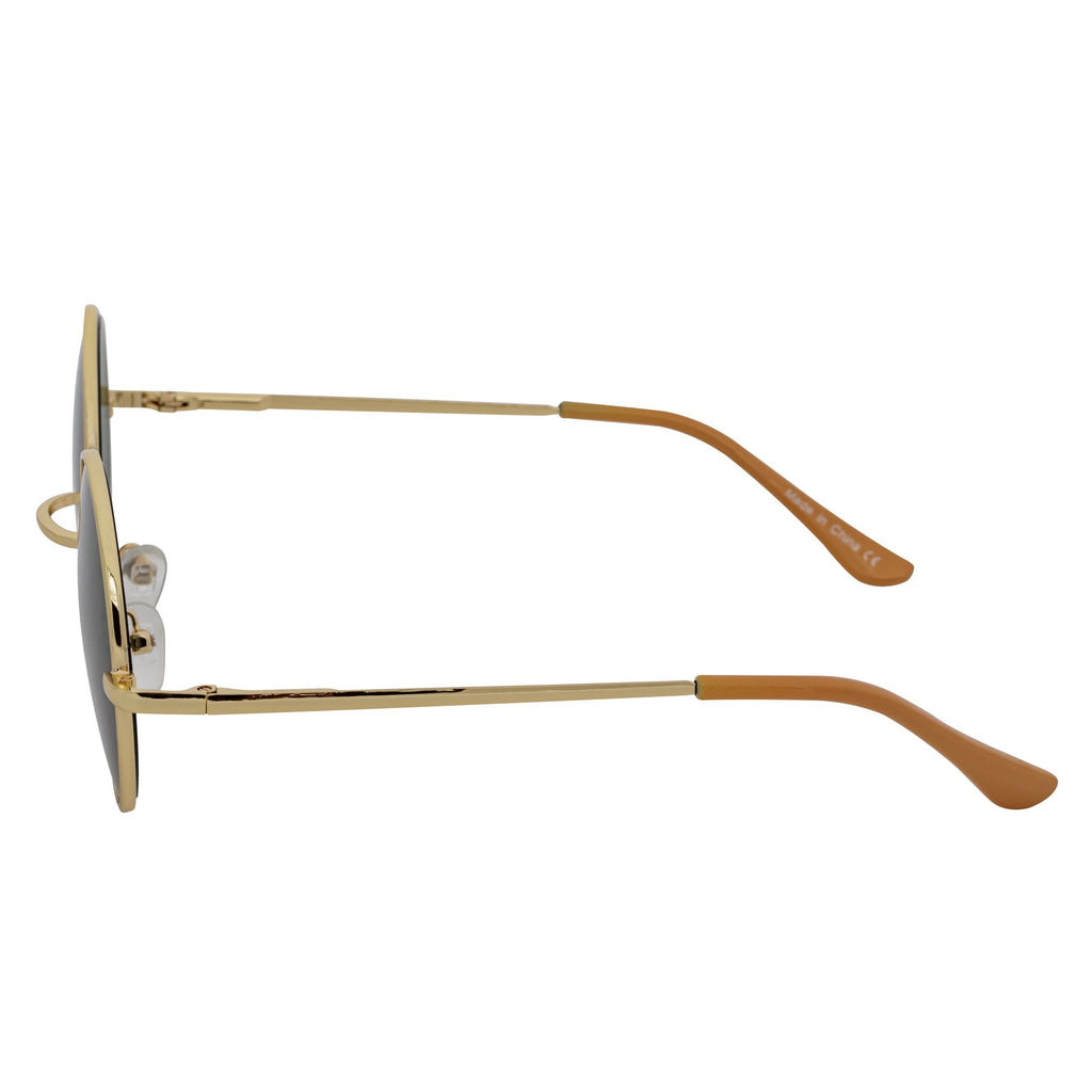 ELTON - Small Metal Circle Round Sunglasses Gold Green-4