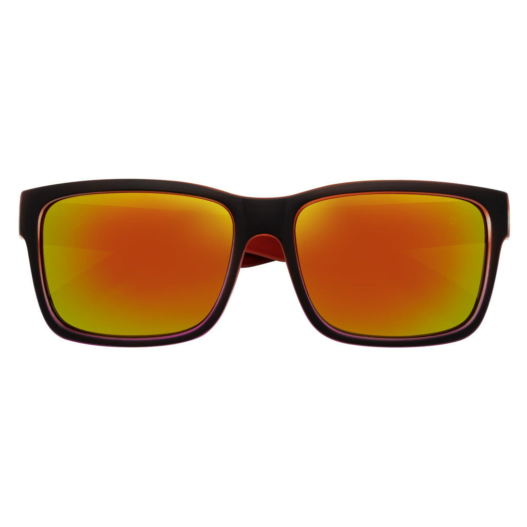 ENZO - Modern Square Sunglasses Black-Red Orange Mirror-0