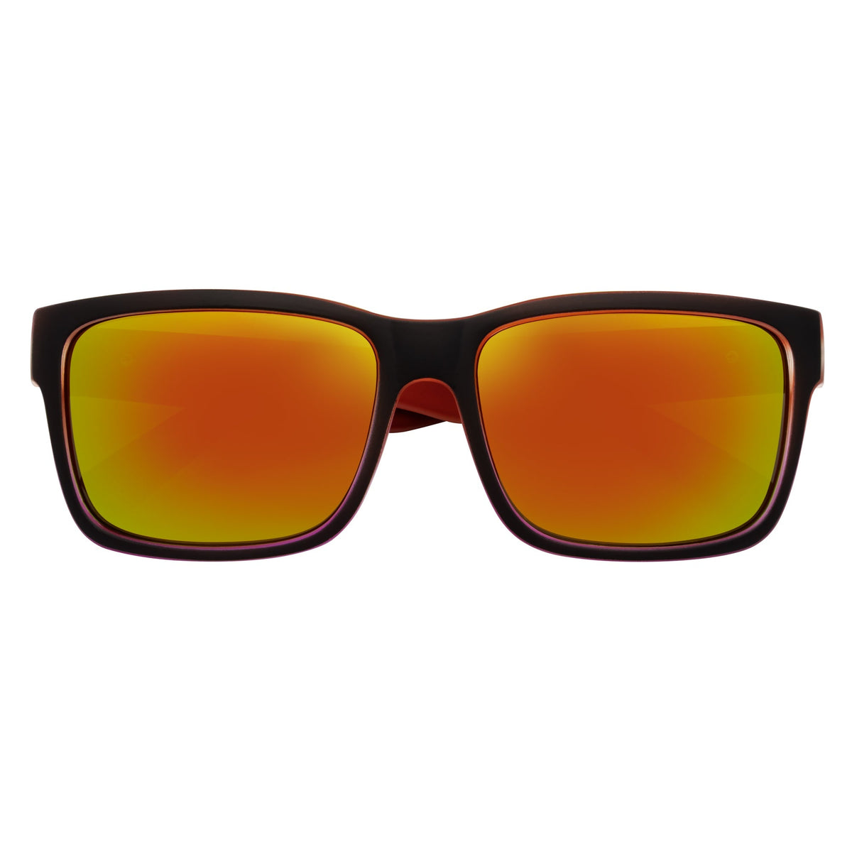 ENZO - Modern Square Sunglasses Black-Red Orange Mirror-0