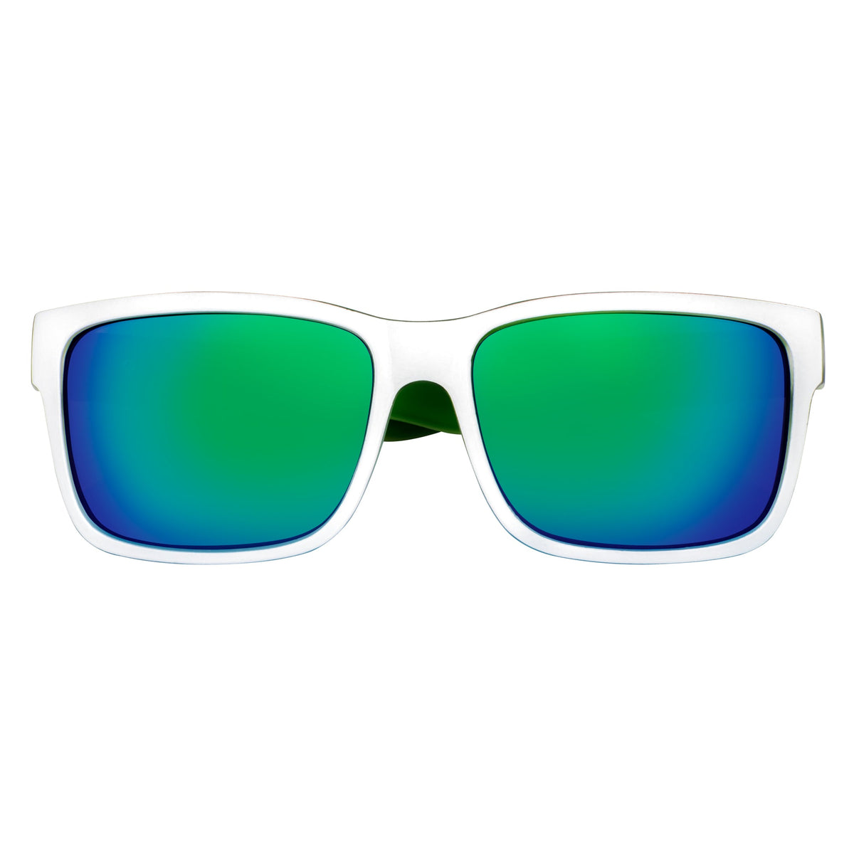 ENZO - Modern Square Sunglasses White-Green Blue Mirror-0