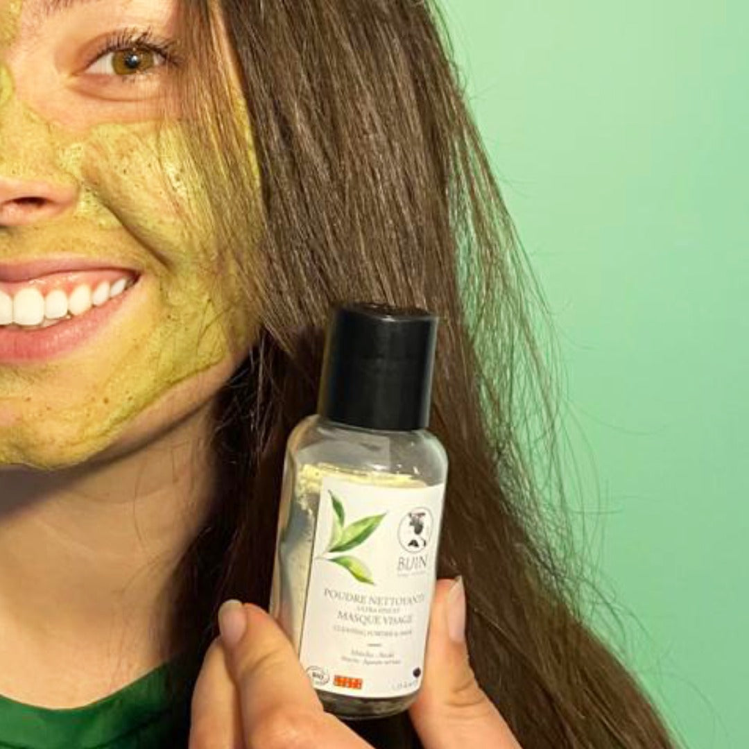 Soin en poudre bio au matcha - masque & nettoyant visage 2 en 1-2