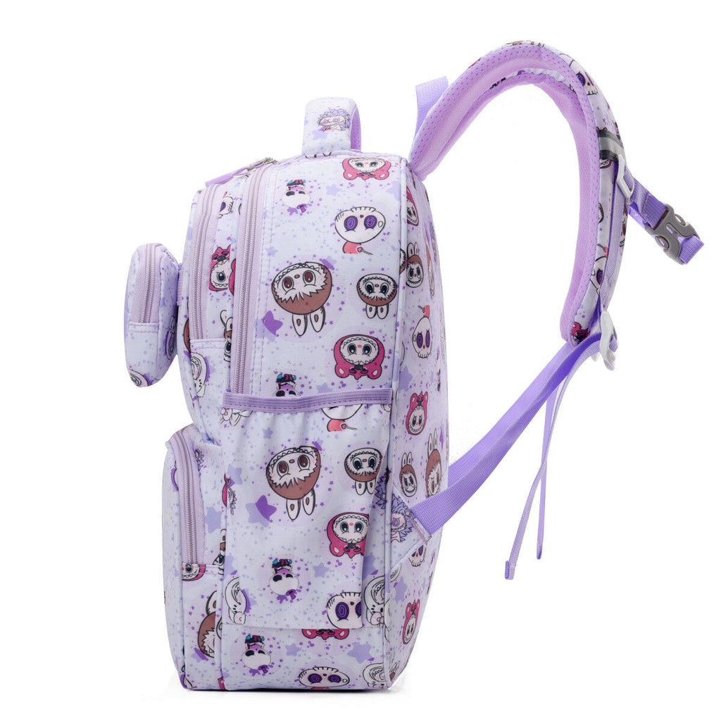 Colorful kids backpack with adorable character prints, detachable mini wallet, and spacious front pocket — view 3