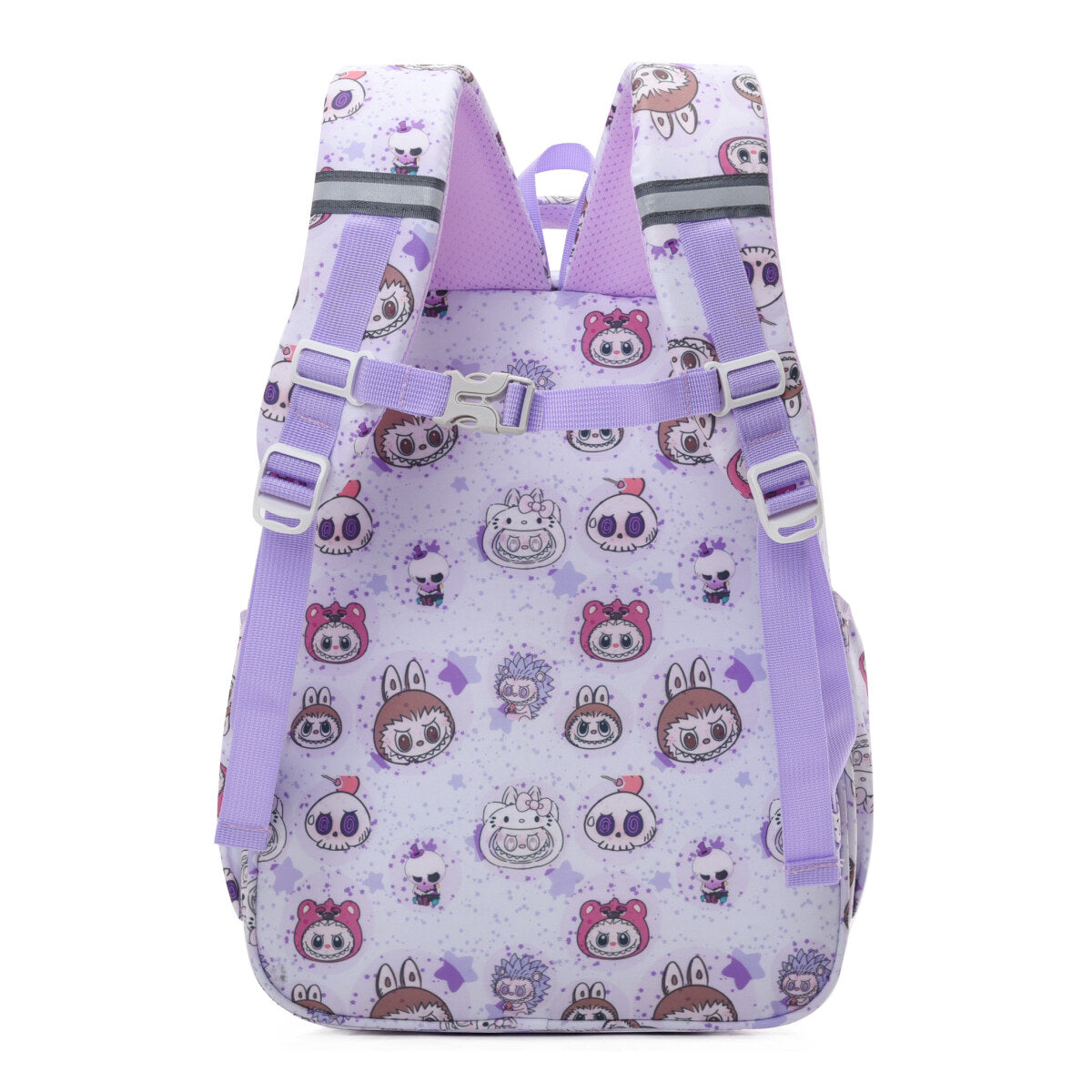 Colorful kids backpack with adorable character prints, detachable mini wallet, and spacious front pocket — view 4