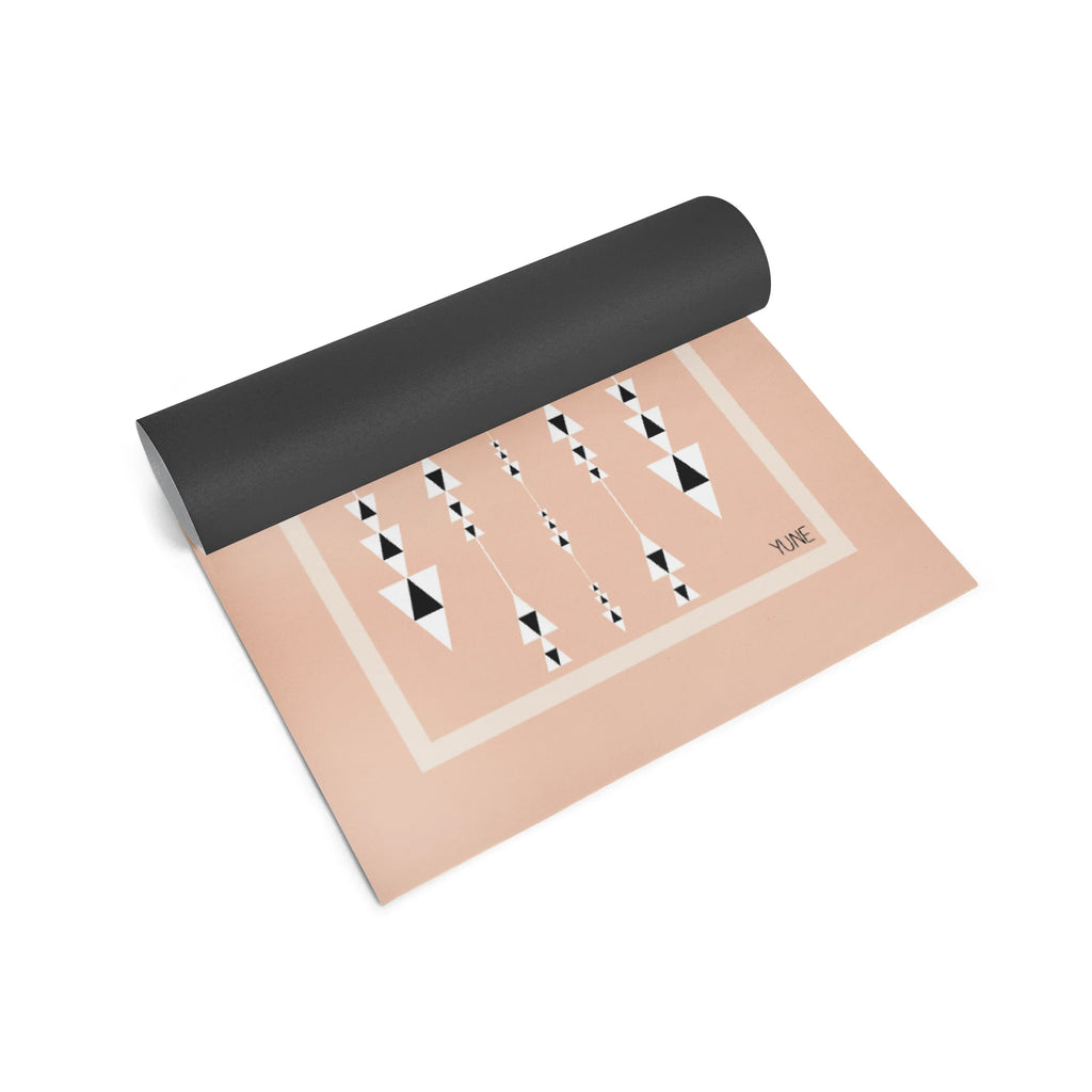 Tan eco-friendly 6mm non-slip yoga mat unrolled on the floor for fitness and pilates practice — view 3