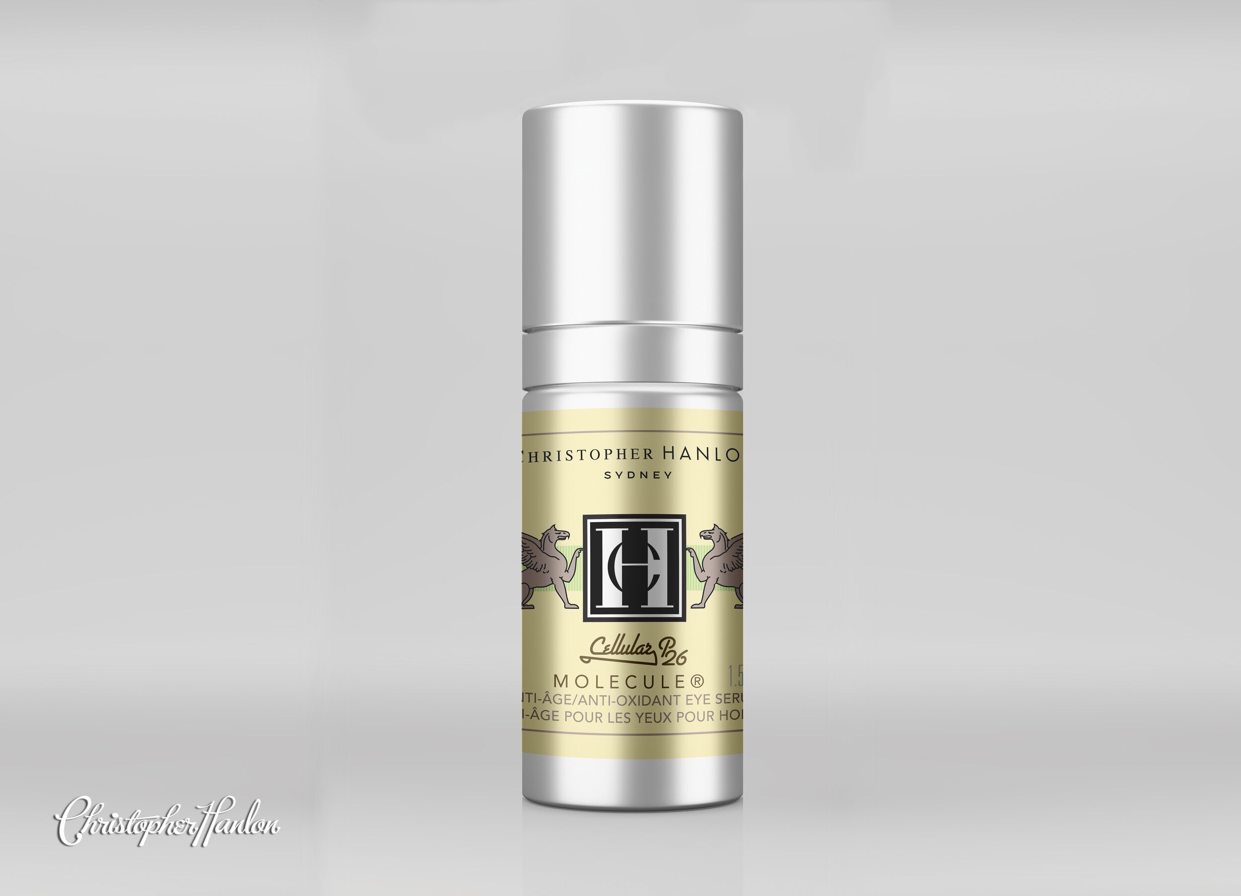 Premium men's antioxidant eye serum bottle with vitamin C and botanical extracts for dark circles. — view 3