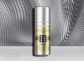 Premium men's antioxidant eye serum bottle with vitamin C and botanical extracts for dark circles.