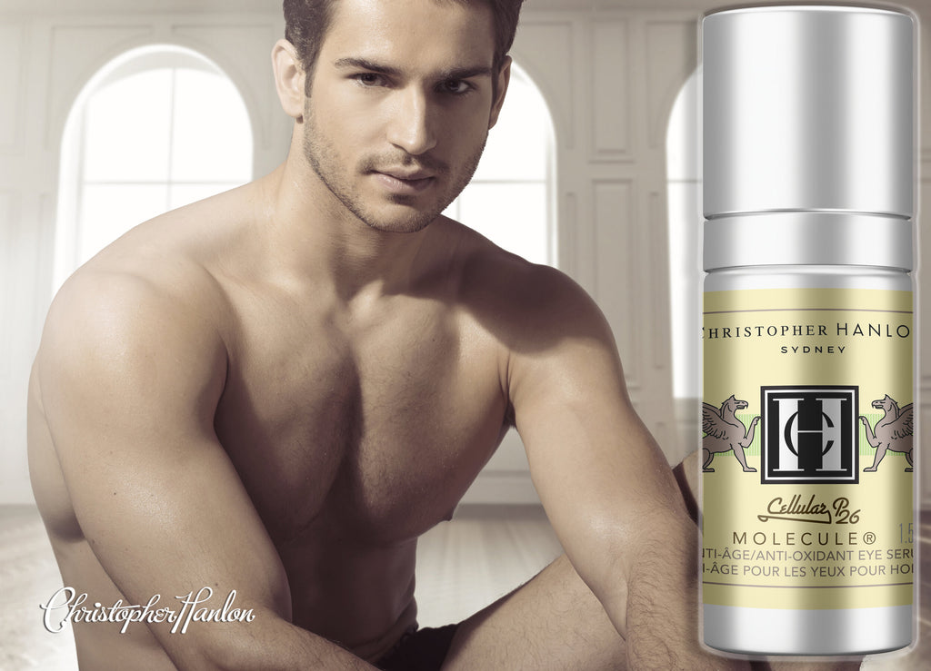Premium men's antioxidant eye serum bottle with vitamin C and botanical extracts for dark circles. — view 2