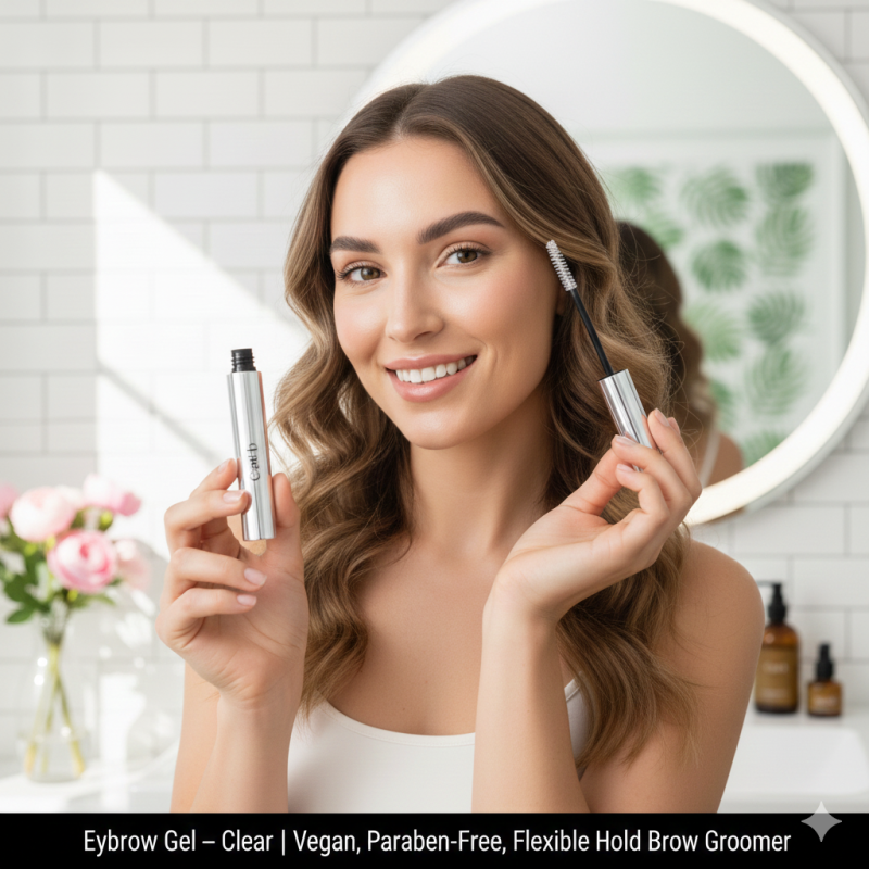 Clear eyebrow gel tube with precision applicator wand for flexible hold and fluffy brow shaping — view 2