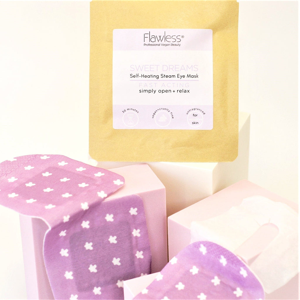 Fragrance-free self-heating eye mask made of soft natural cotton in plastic-free packaging