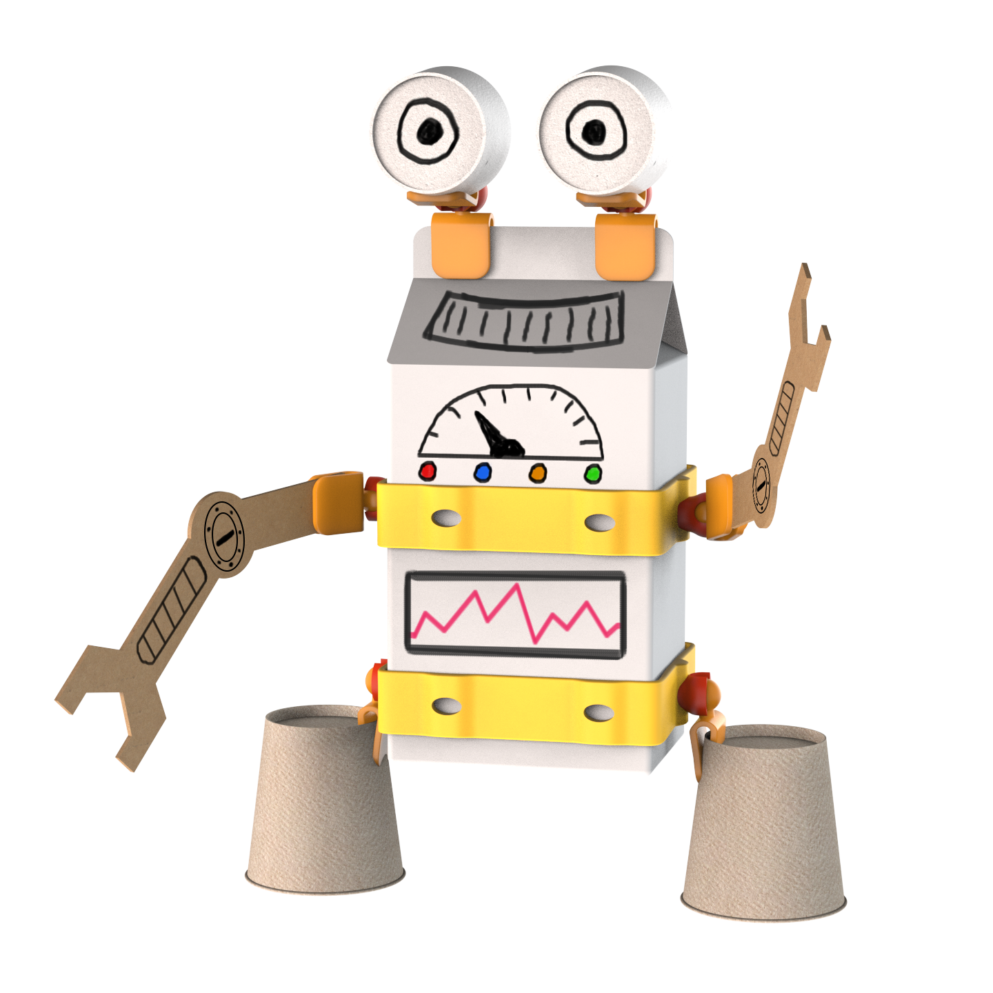 Oddy arts and crafts robot building kit with colorful interlocking pieces made from recycled materials — view 3