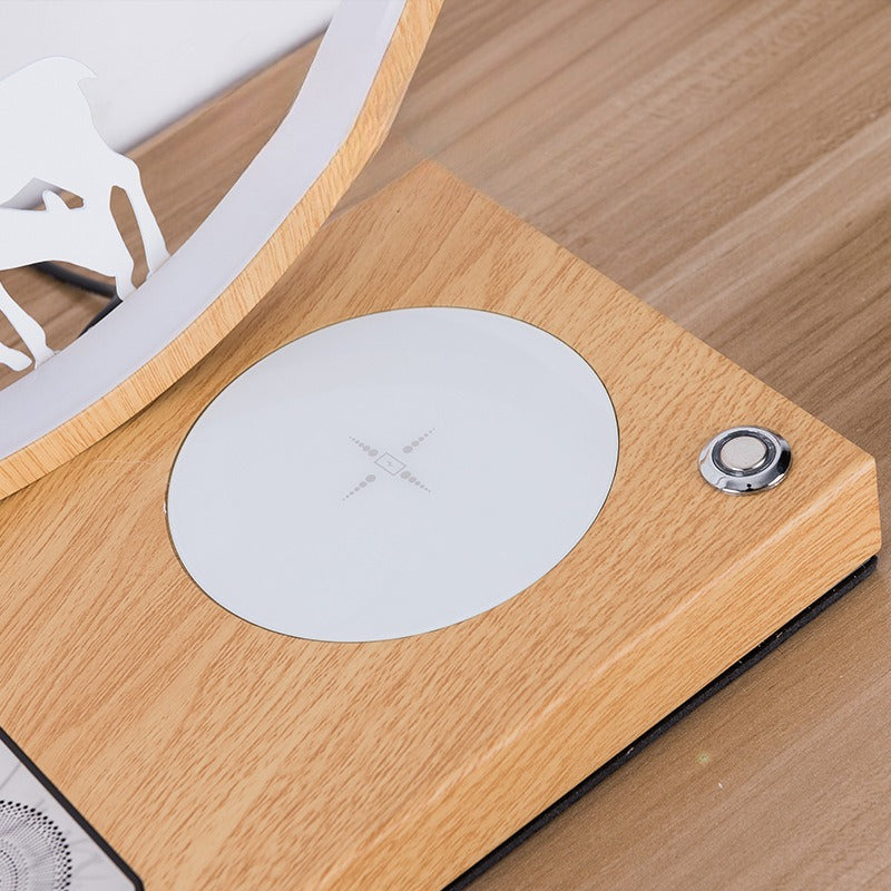 3-in-1 LED bedside desk lamp with built-in wireless charging pad and audio speaker. — view 3