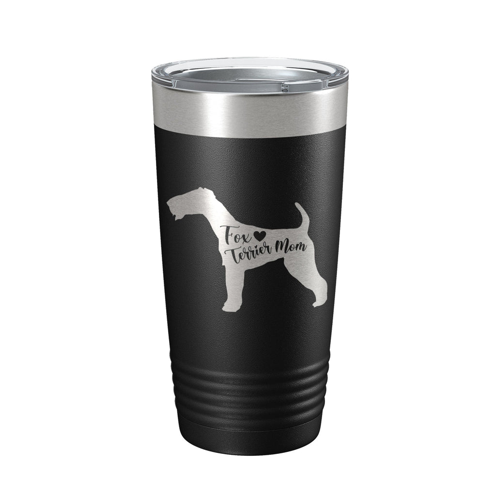 Fox Terrier mom 20oz insulated tumbler, laser engraved powder coated travel mug with clear lid