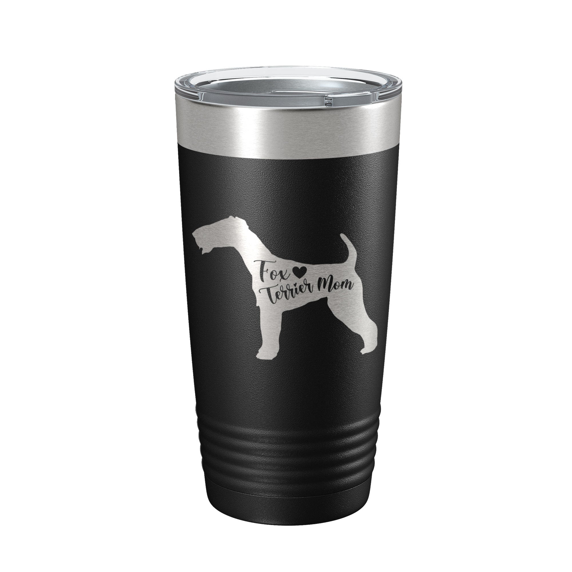 Fox Terrier mom 20oz insulated tumbler, laser engraved powder coated travel mug with clear lid