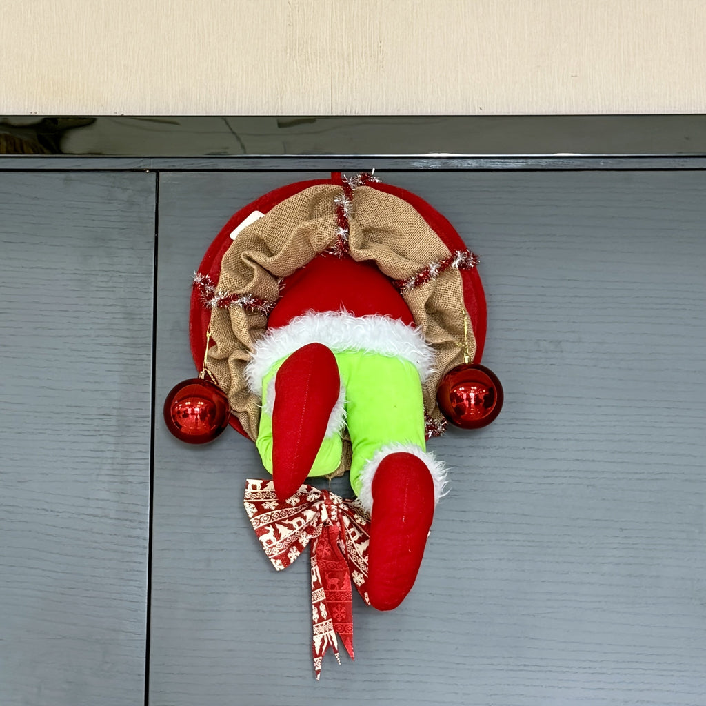 Anime-themed Christmas wreath wall hanging decor in PU fabric for front doors and outdoor festive displays — view 4
