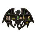 Handcrafted wooden dragon shaped crystal wall display shelf with natural wood grain finish