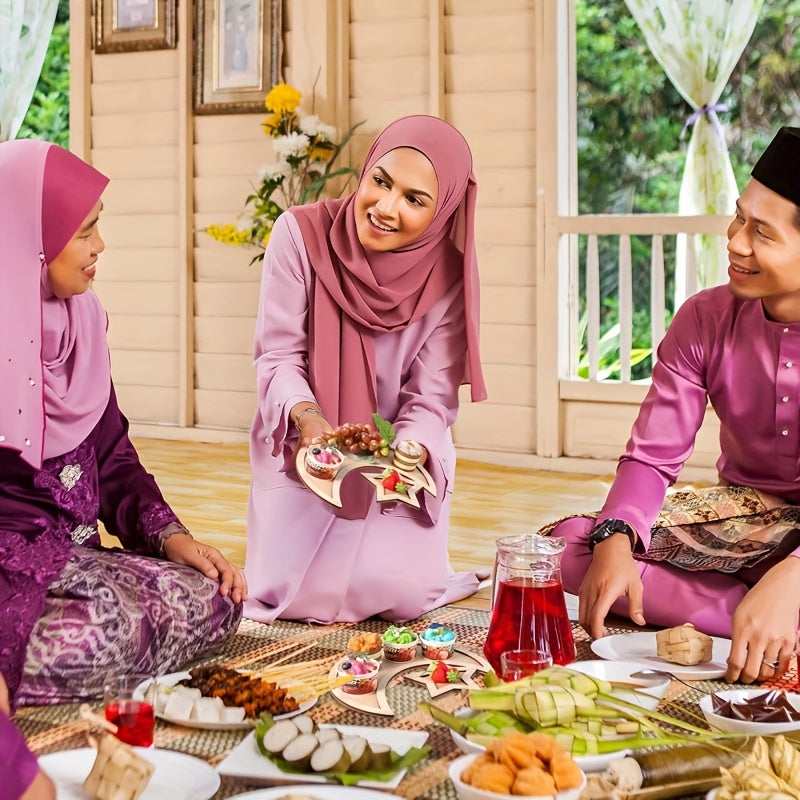 Wooden Ramadan serving tray for festive dining and desserts handmade natural wood finish square design — view 5