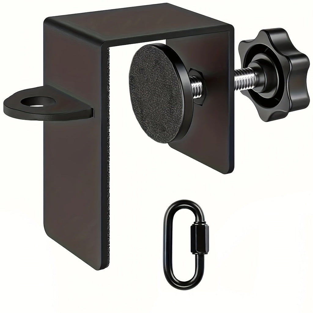 Black adjustable leg stretch strap door flexibility trainer with iron hardware for home workouts