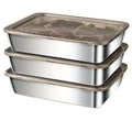 Rectangular stainless steel food storage container with flip top closure for leak-proof meal prep