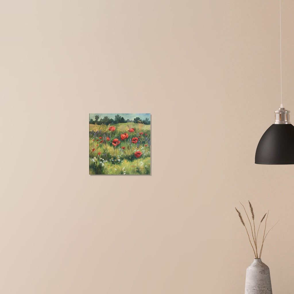 'Field of Red Poppies' Floral I 16x16 inch Art Print on Canvas I Original Artwork by American Artist Barbara Cleary-2