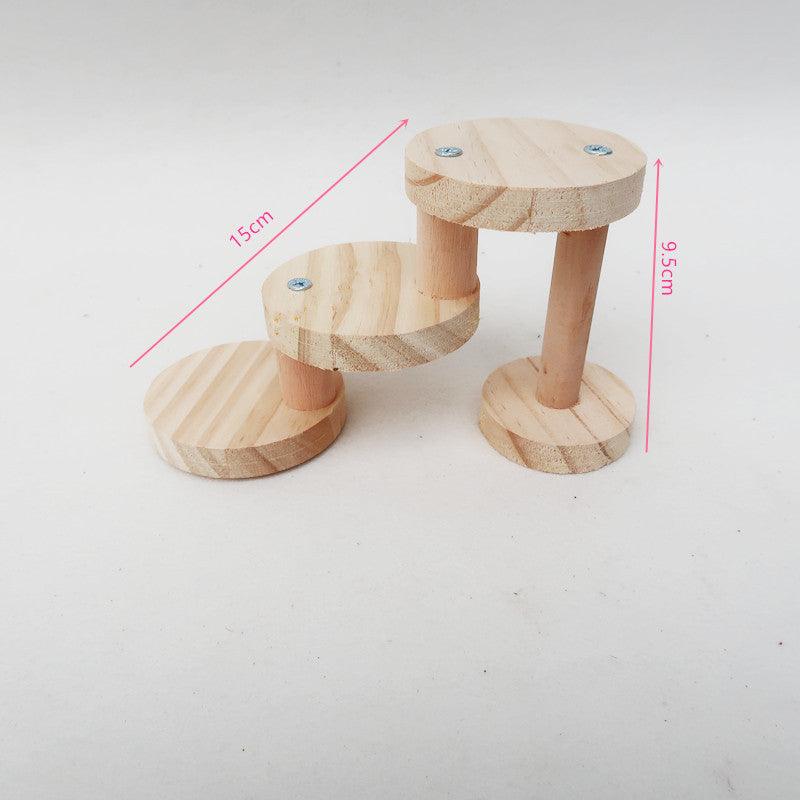 Solid wood spiral staircase hamster climbing toy with natural wood finish interactive small pet cage accessory — view 3