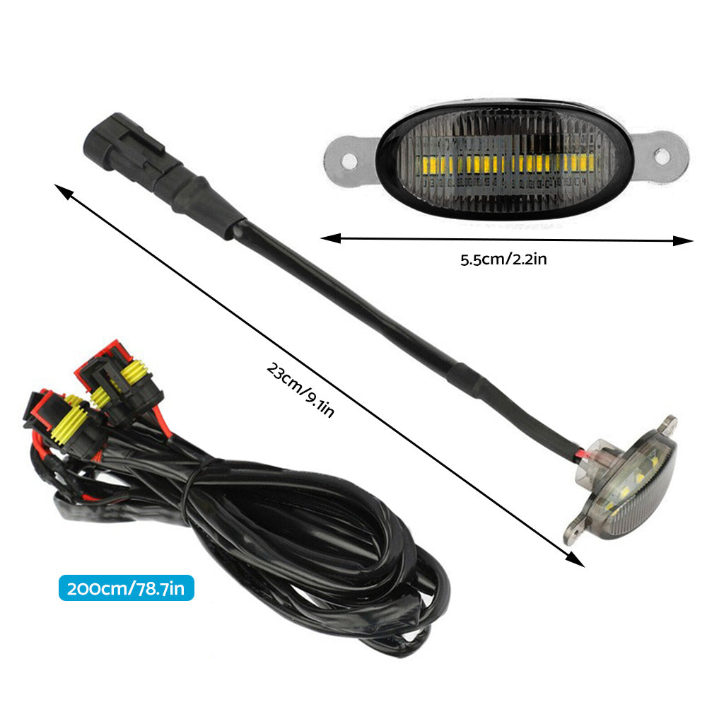 Four piece smoked lens white LED truck grille running lights with included wiring harness setup — view 3