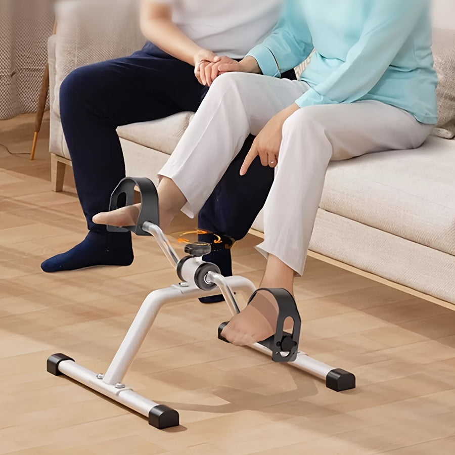 White iron home rehabilitation indoor exercise bike with foot straps and adjustable resistance — view 4