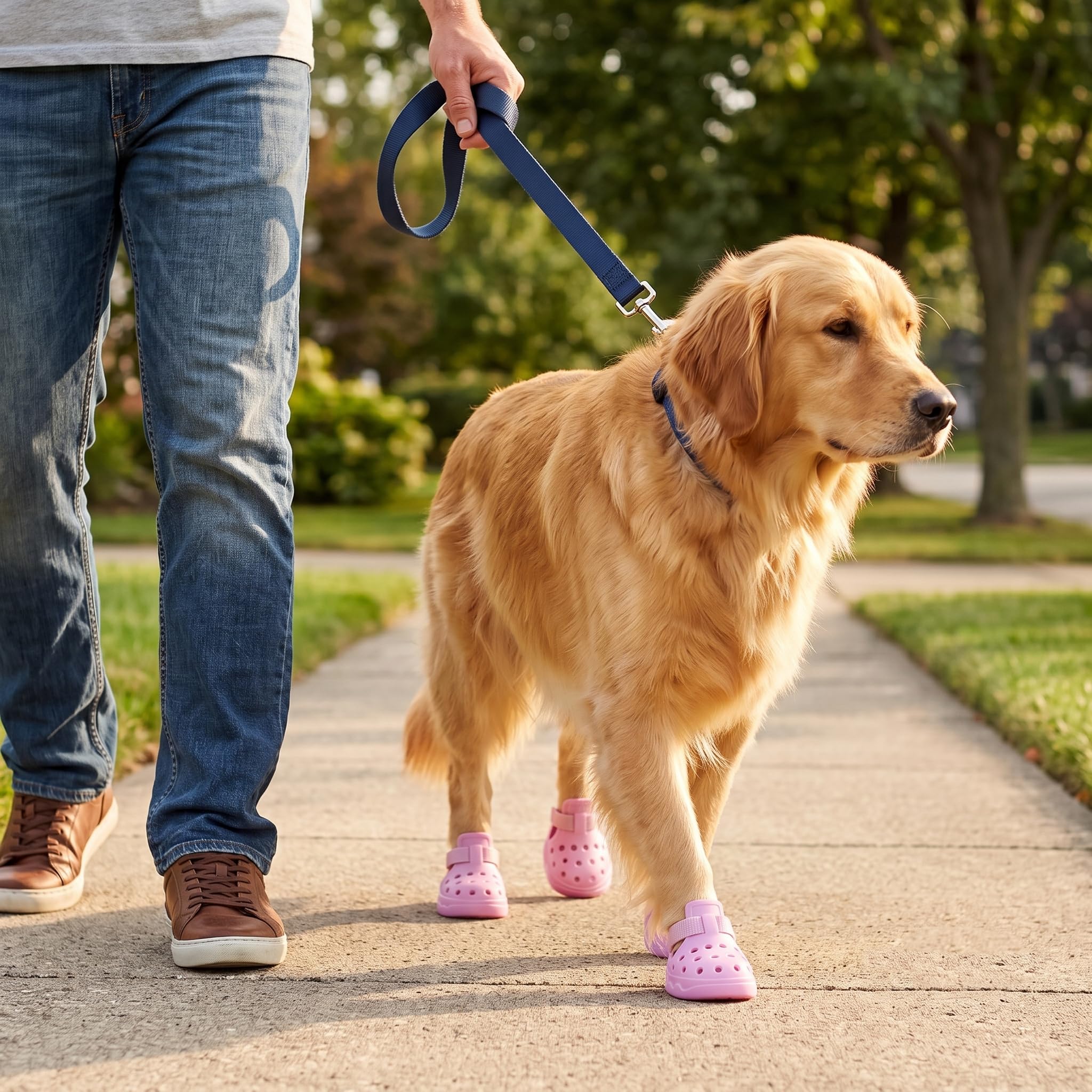 Waterproof rubber dog shoes with adjustable velcro straps and anti-slip soles for outdoor pet protection — view 3