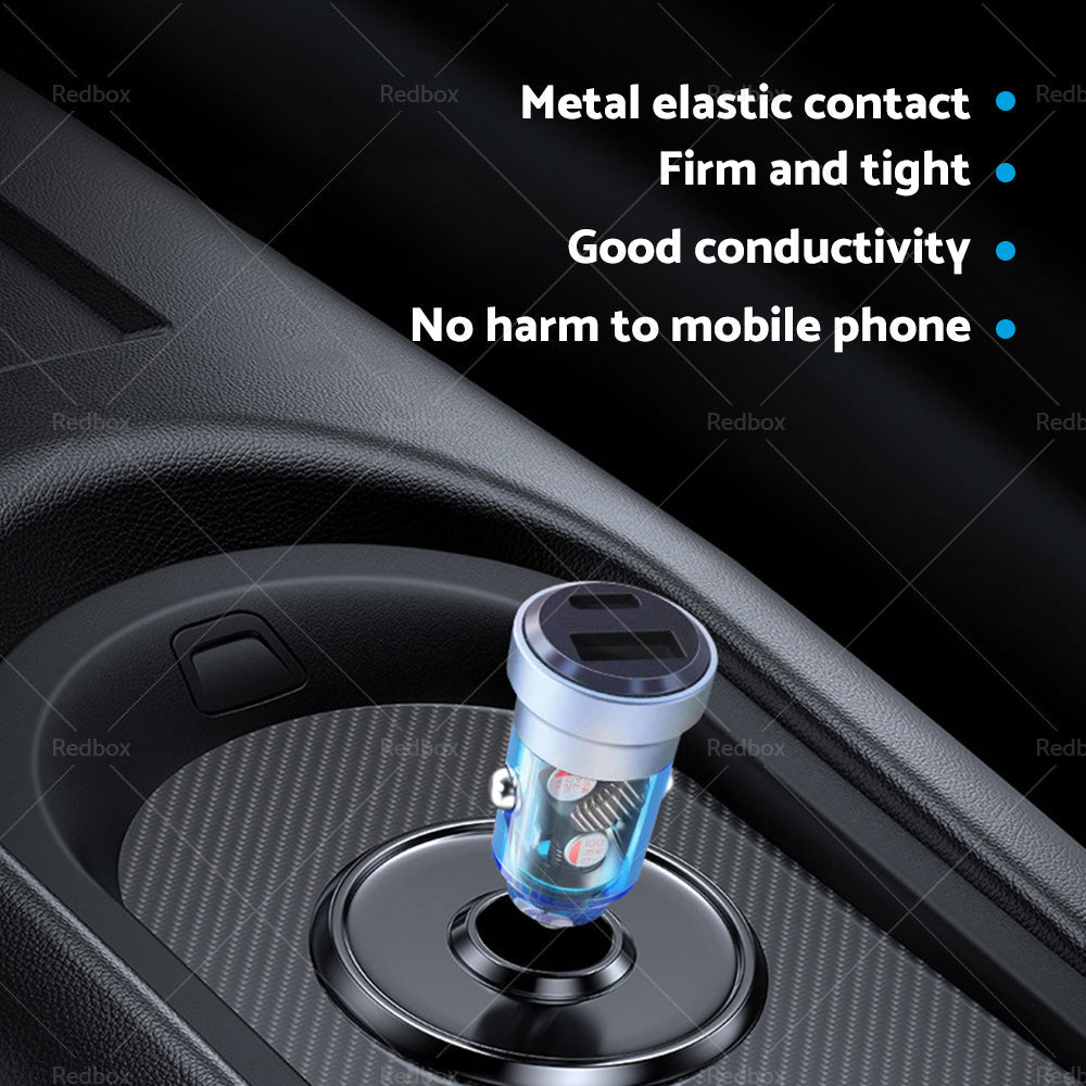 Ultra-compact 54W dual port USB-C and USB-A aluminum car charger adapter
