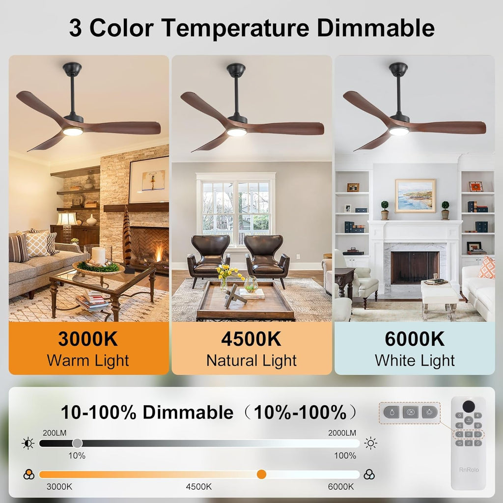 Modern 52-inch smart ceiling fan with integrated LED light and sleek interchangeable downrods — view 4