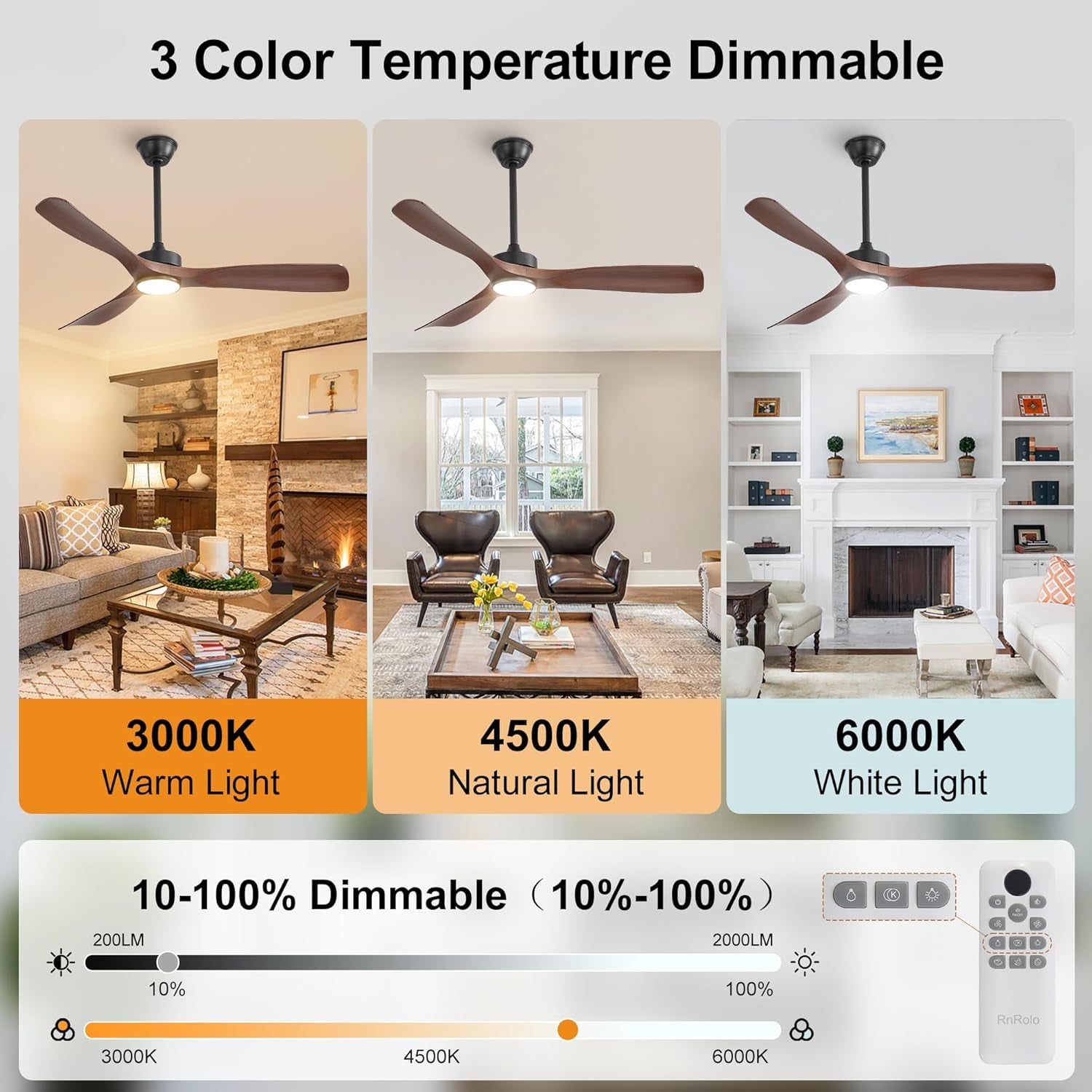 Modern 52-inch smart ceiling fan with integrated LED light and sleek interchangeable downrods — view 4