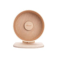Whispering Woodland Hamster Wheel in natural wood finish with two protective cork running pads