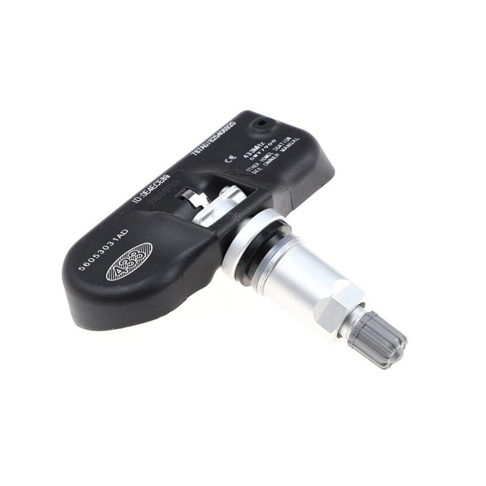 Black tire pressure monitoring sensor with metal valve stem for Jeep and Chrysler vehicles — view 3