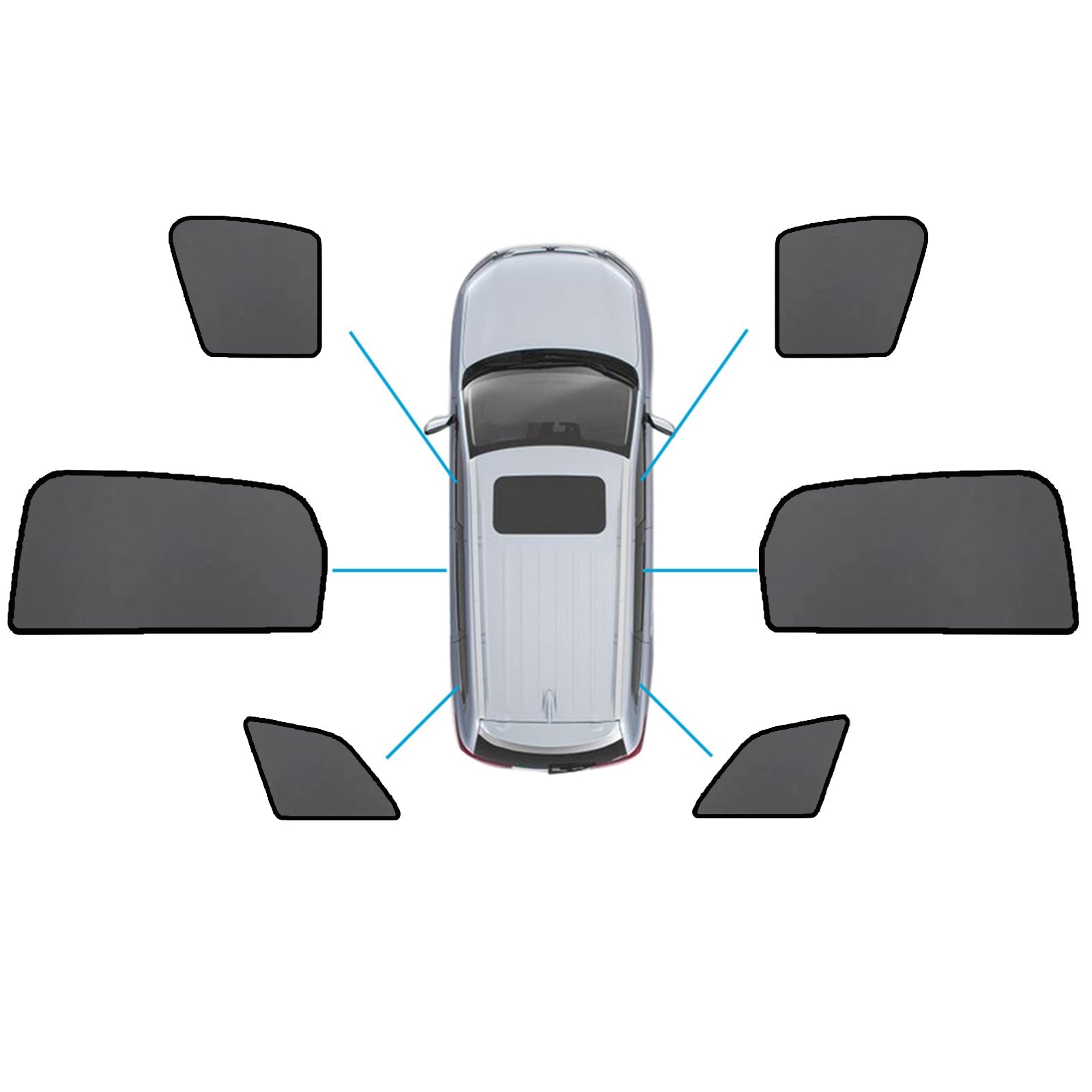 Black magnetic mesh car window sun shades installed on the front and rear of an Audi.
