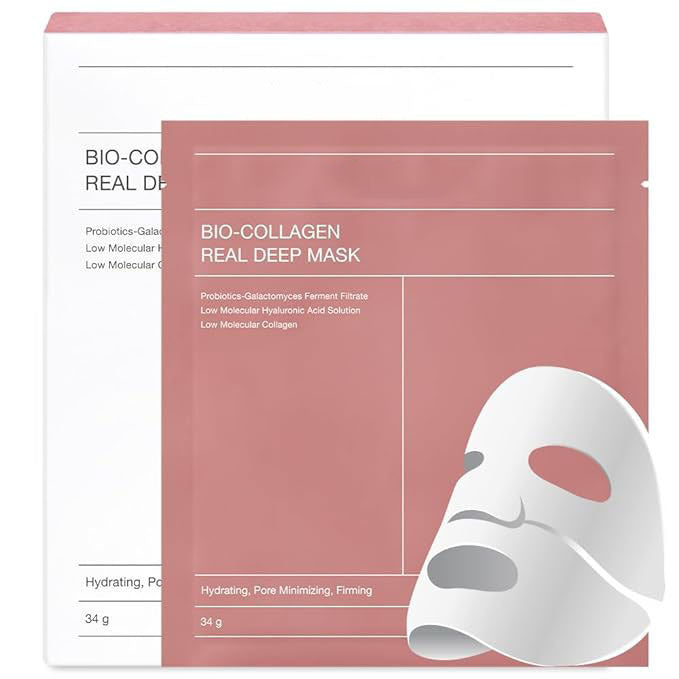 Pink bio-collagen facial sheet mask packet for deep hydration and anti-aging skincare — view 4
