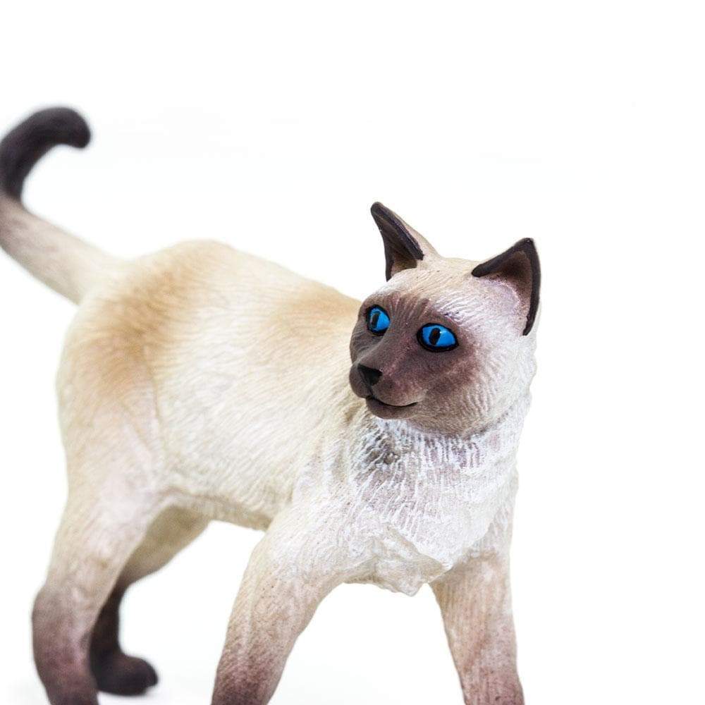 Siamese cat toy figurine with cream and dark brown pointed coat and blue eyes — view 5