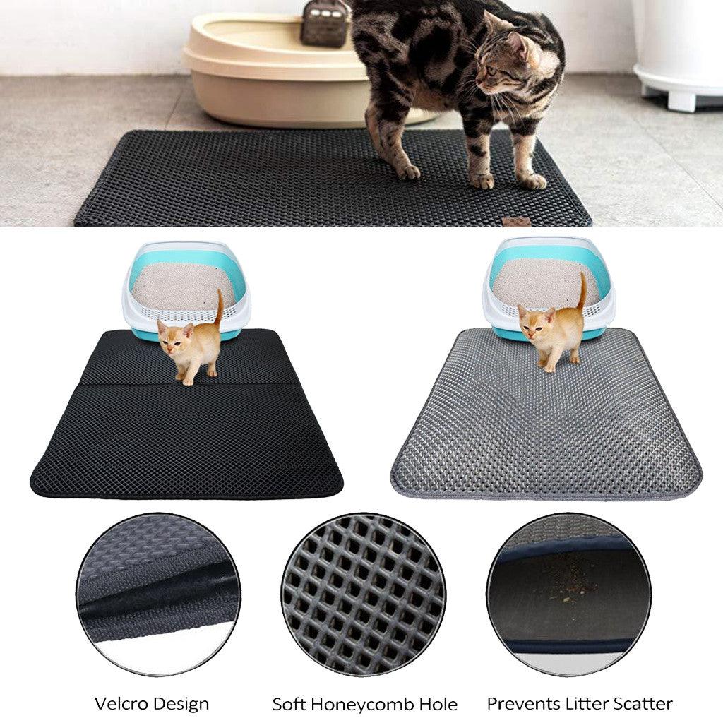 Black and grey double layer waterproof EVA cat litter trapping mat for clean floors