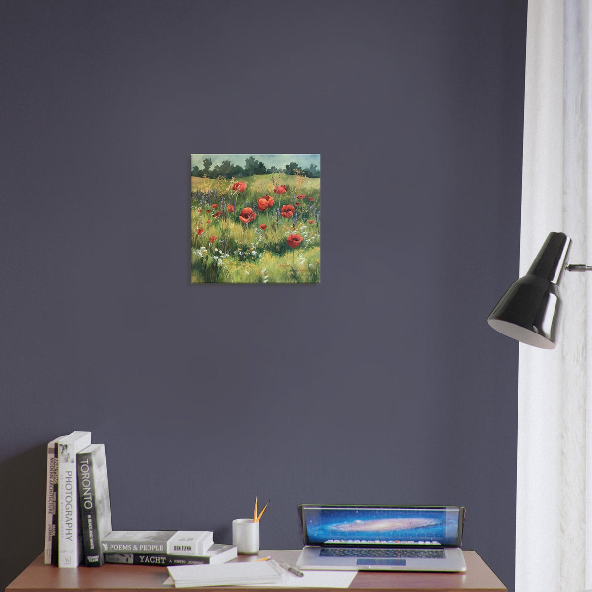 'Field of Red Poppies' Floral I 16x16 inch Art Print on Canvas I Original Artwork by American Artist Barbara Cleary-1